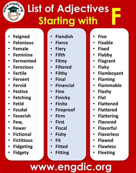 adjectives  start   list