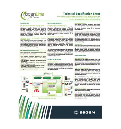 spec sheet templates