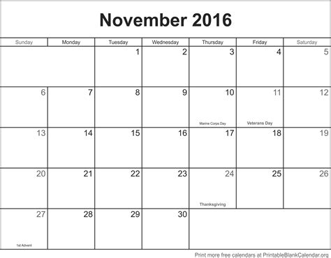 november  printable blank calendar printable blank calendarorg