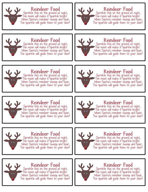 printable reindeer food tags printable word searches