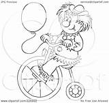 Clown Balloon Outline Bike Riding Coloring Illustration Royalty Clipart Rf Bannykh Alex sketch template