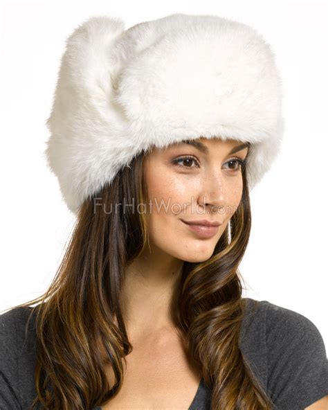 The Moscow Full Fur Rabbit Ladies Russian Hat In White