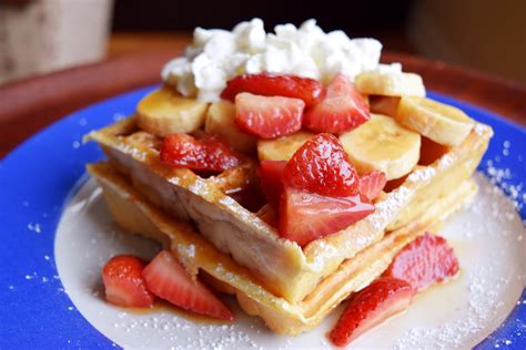 american breakfast waffles     man