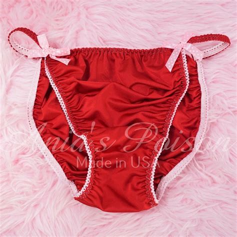 sissy stretch satin red panties shiny smooth men s string bikini
