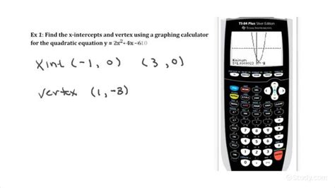graphing calculator  find   intercepts vertex   quadratic function