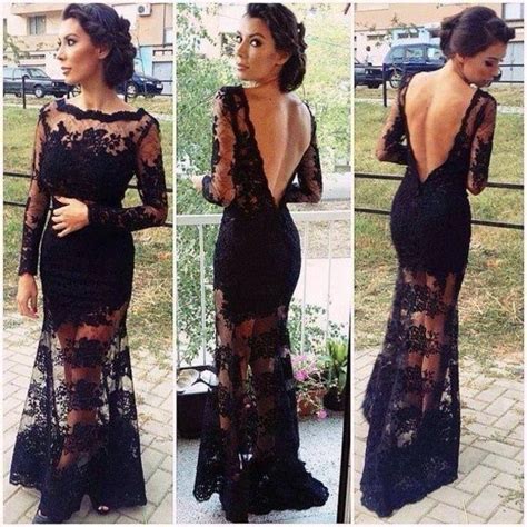 black lace backless floor length evening dress backless formal dress