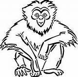 Gibbon Coloring Sitting Pages Drawing Cartoon Handed Lar Printable Supercoloring Gibbons Apes Color Categories sketch template
