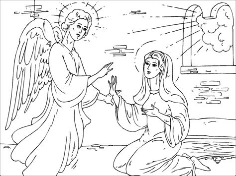 angel gabriel visits mary coloring page coloring pages