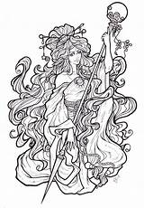Coloring Pages Drawing Harley Princess Davidson Deviantart Adult Outline Quinn Fairy Alphonse Mucha Lineart Luna Nouveau Sheets Adults Printable Vector sketch template