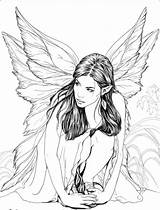 Fairy Coloring Pages Adult Drawings Adults Book Drawing Deviantart Books Line Evil Colouring Para Colorir Crouching Printable Fantasy Desenhos Print sketch template