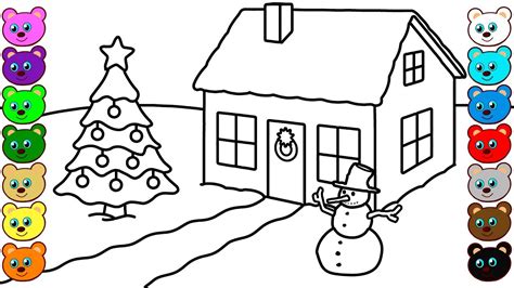 christmas winter house coloring pages  children youtube