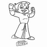 Bheem Chota Pages Coloring Muscles Showing His Printable Entire Team Toddler Cute Will Sitting sketch template