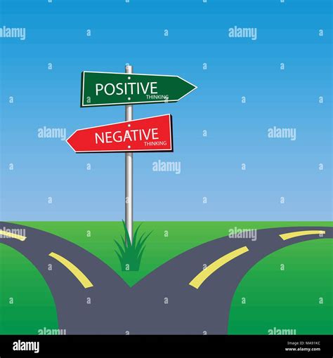 positive  negative sign  road  choice concept stock vector