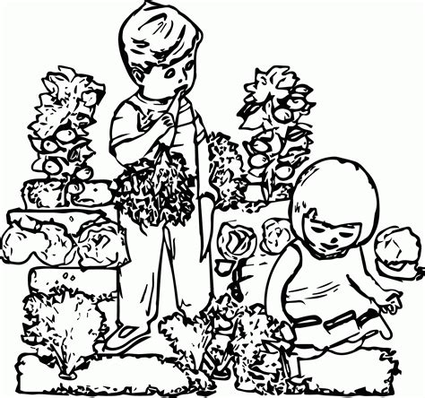 gambar black white drawing garden coloring page children gardening