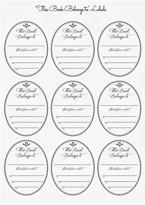 book belongs  labels  template printable templates