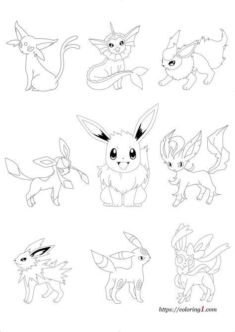 pokemon eevee evolutions family coloring pages   coloring sheets