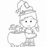 Witch Coloring Cute Halloween Enjoy Pages Witches Girl sketch template