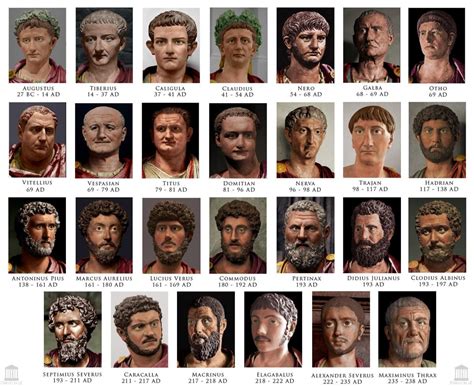 colored roman emperors busts em  historia antiga historia