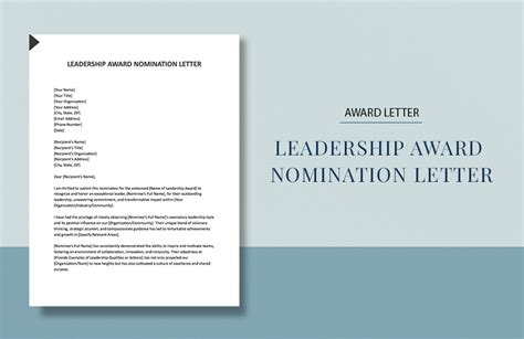 leadership award nomination letter  word google docs pages