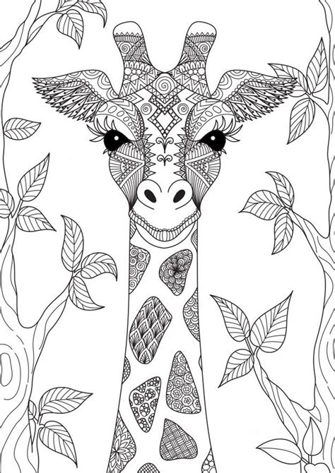 handgetekende giraf giraffe coloring pages mandala coloring books
