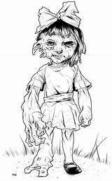 Coloring Zombie Pages Scary Creepy Adult Colouring Halloween Cartoon Dolls Kids Color Drawings Sheets Print Books Detailed Child Dope sketch template