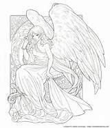 Coloring Pages Angel Angels Adult Adults Colouring Wings Coloriage Demons Sheets Color Drawing Realistic Book Fairies Adele Books Deviantart Fairy sketch template