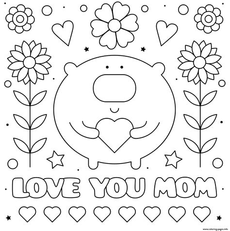 mothers day love  mom flowers heart cute coloring page printable