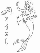 Coloring Mermaid Little Ariel Pages Popular sketch template