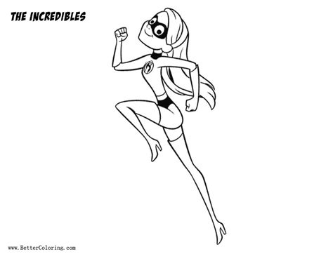 Incredibles 2 Coloring Pages Violet Line Art Free