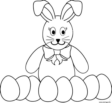 coloriage lapin avec beaucoup de oeufs pour paques jecoloriecom