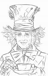 Hatter Wonderland Johnny Depp Sombrerero Wunderland Loco Wetcanvas Chapeleiro Draw Ynegro Burton Pais Hutmacher Merveilles Zeichnungen Maluco Colorier Célébrités Bocetos sketch template