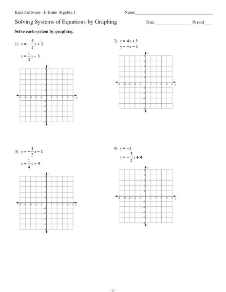 solving systems  equations  graphing worksheet    grade