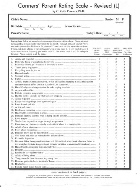 conners parent rating scale revised lpdf
