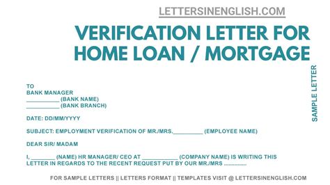 employment verification letter  home loan mortgage employment