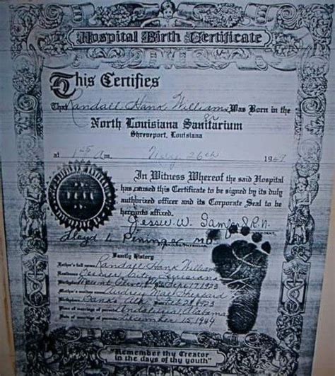 hank jrs birth certificate hank williams hank williams jr hank williams sr