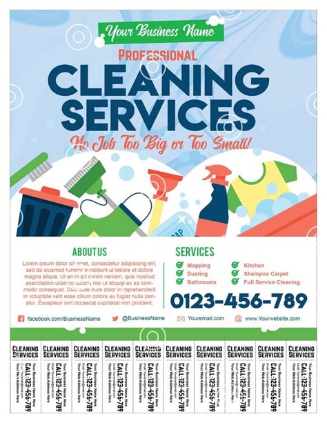 editable cleaning services flyers template printable business handout