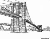 Coloring York Pages Brooklyn Adult Bridge Pont City Drawing Printable Adults Buildings Coloriage Skyline Color Print Dessin Architecture Brooklin Brick sketch template