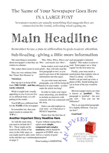 creating  newspaper report upper ks  teaching resources