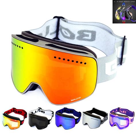 Ski Goggles With Magnetic Double Layer Polarized Lens Skiing Anti Fog
