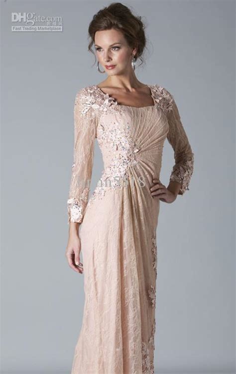 dhgate sexy lace evening dresses long sleeves beaded mother