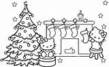 Coloring Christmas Hello Kitty Pages Printable Merry Kids Happy sketch template