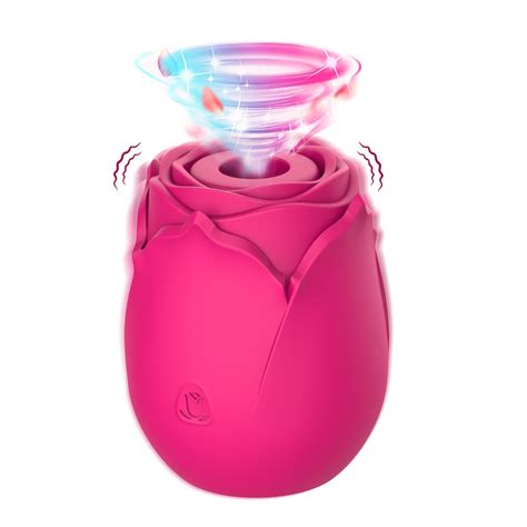Rose Clit Licking Pump Sucking Vibrator G Spot Dildo Oral Sex Toys For
