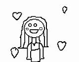 Coloring Hearts Girl Coloringcrew sketch template