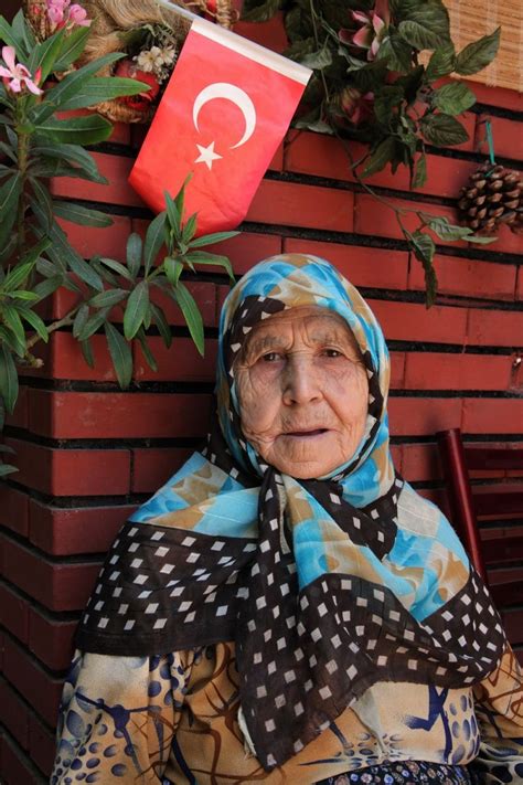 Old Lady Very Typical With Turkish Flag Turkish Flag Old Women