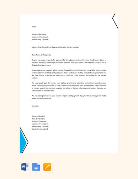 reminder letter  examples format sample examples