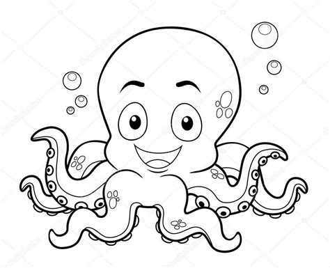 vector illustration  cartoon octopus coloring book octopus outline