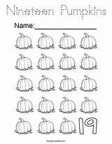 Coloring Nineteen Pumpkins 19 Number Pages Color Twistynoodle Favorites Login Add Noodle Count sketch template