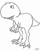 Coloring Cartoon Rex Pages Tyrannosaurus sketch template