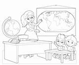 Coloring Pages Objects Teacher Illustration Stock Kids Friendly Classroom Getcolorings Cartoon Scene Getdrawings Gograph sketch template