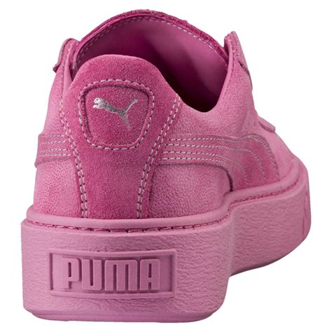 puma basket platform reset womens sneakers  pink lyst